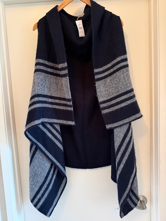 LOFT Sweaters - LOFT Open-Front Cardigan Shawl Sweater Striped One Size